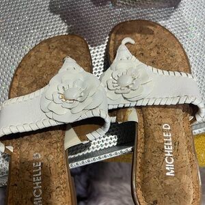 Michelle D Cream Floral Sandals